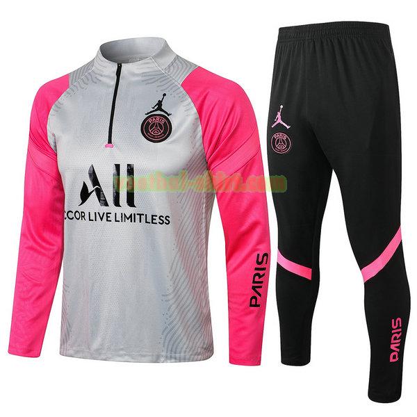 paris saint germain set trainingspak 2021 2022 grijs roze mannen