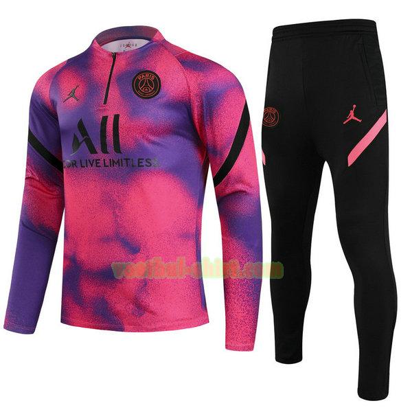 paris saint germain set trainingspak 2021 2022 roze blauw kinderen