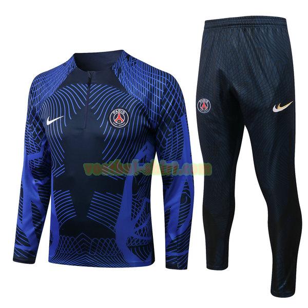 paris saint germain set trainingspak 2022 23 blauw mannen