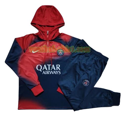 paris saint germain set trainingspak 2023 2024 hooded blauw rood kinderen