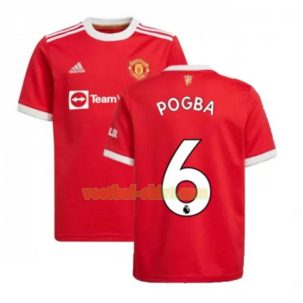 pogba 6 manchester united thuis shirt 2021 2022 rood mannen