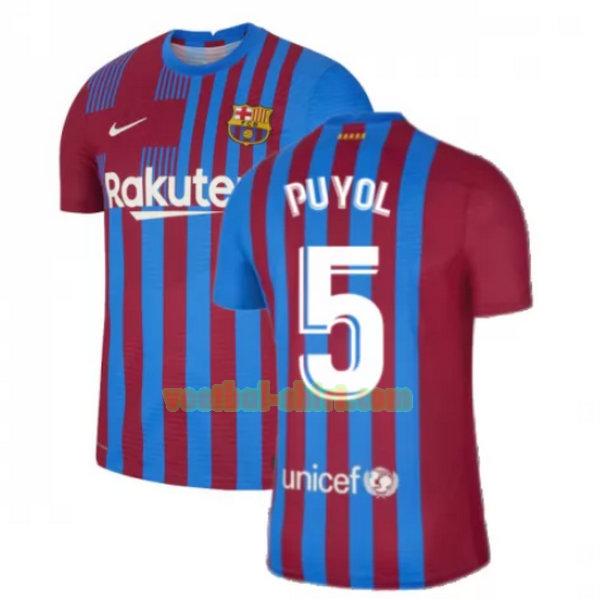 puyol 5 barcelona thuis shirt 2021 2022 rood wit mannen