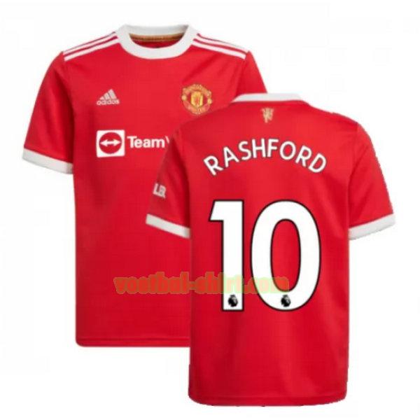 rashford 10 manchester united thuis shirt 2021 2022 rood mannen