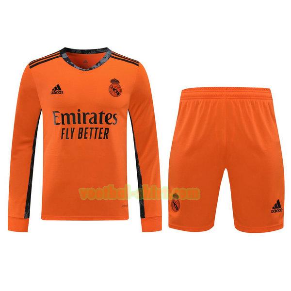 real madrid lange mouwen doelman shirts+pantalón 2021 oranje mannen