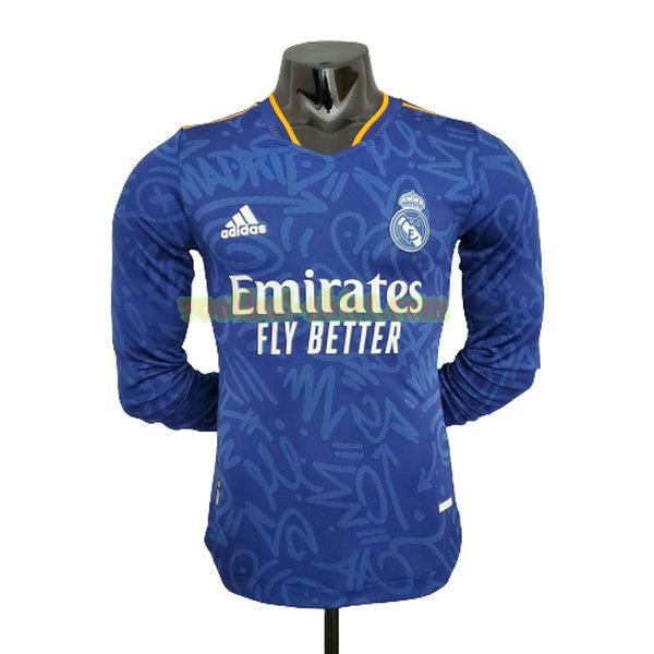 real madrid player uit shirt 2021 2022 lange mouwen blauw mannen