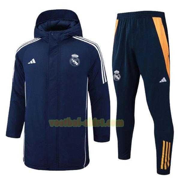real madrid set cotton padded clothes 2024 2025 blauw mannen