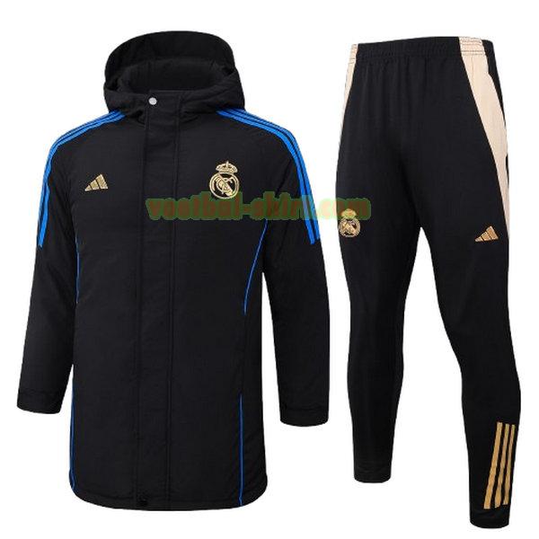 real madrid set cotton padded clothes 2024 2025 zwart mannen