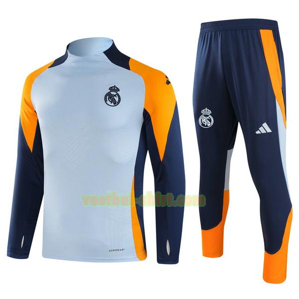 real madrid set half zipper trainingspak 2024 2025 blauw kinderen