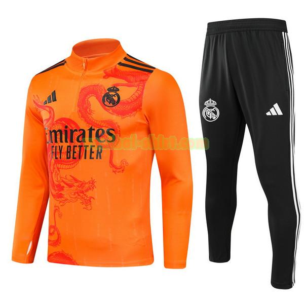 real madrid set half zipper trainingspak 2024 2025 geel mannen