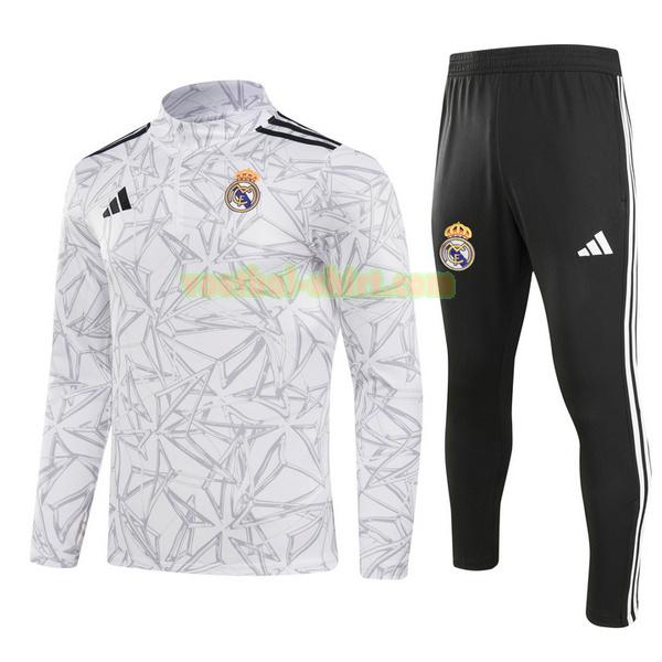 real madrid set half zipper trainingspak 2024 2025 grijs mannen