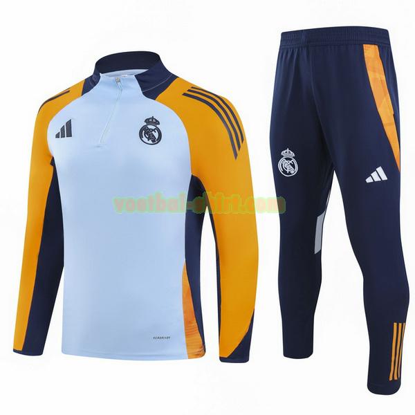 real madrid set half zipper trainingspak 2024 25 blauw geel mannen
