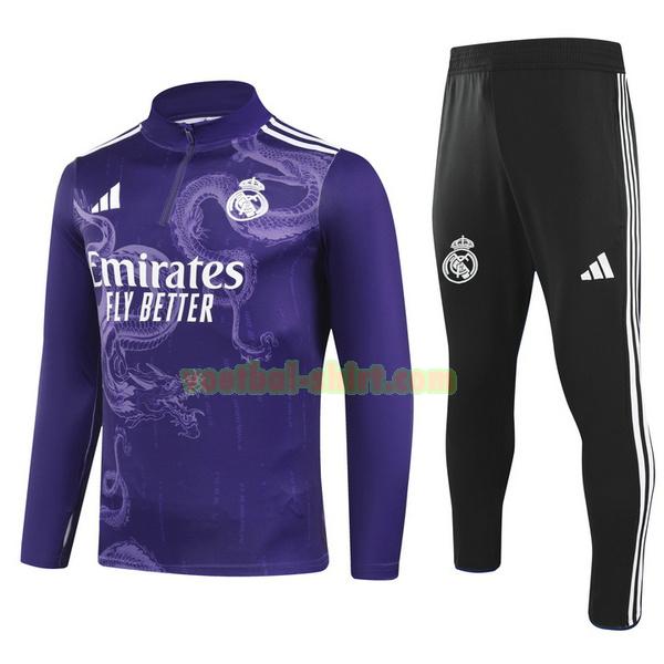 real madrid set half zipper trainingspak 2024 25 purple kinderen