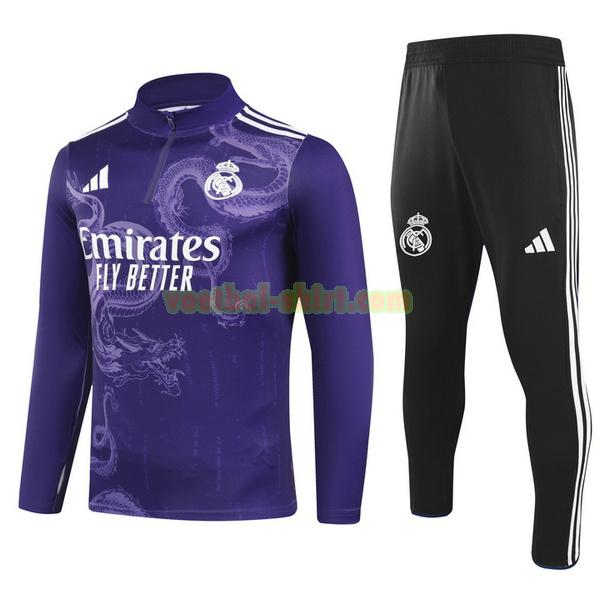 real madrid set half zipper trainingspak 2024 25 purple mannen