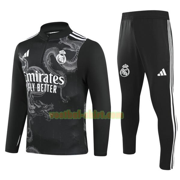 real madrid set half zipper trainingspak 2024 25 zwart mannen