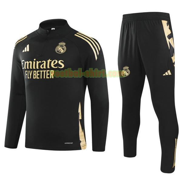 real madrid set half zipper trainingspak 24 25 zwart mannen