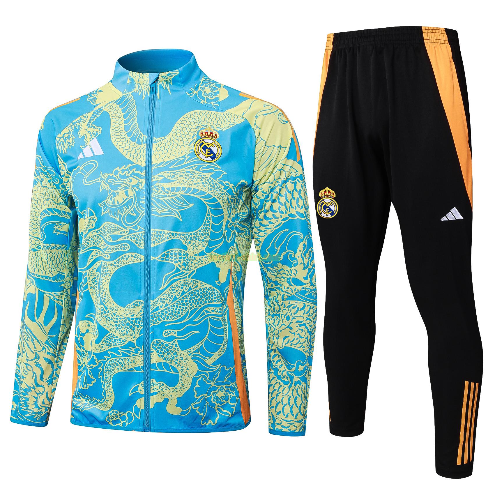 real madrid set long zipper trainingspak 2024 2025 blauw mannen