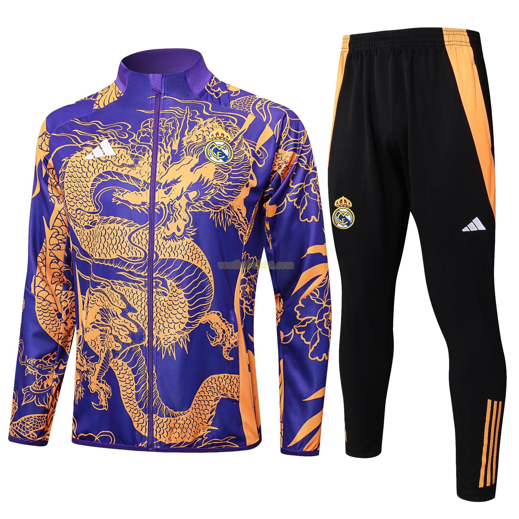 real madrid set long zipper trainingspak 2024 2025 purple mannen