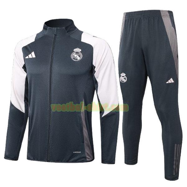 real madrid set long zipper trainingspak 2024 2025 zwart kinderen