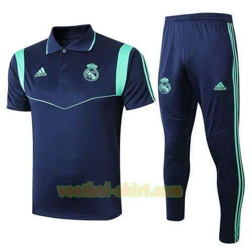 real madrid set poloshirt 2019-2020 blauw marinekleur mannen