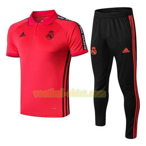 real madrid set poloshirt 2019-2020 rood zwart mannen