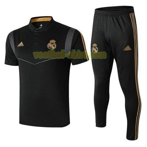 real madrid set poloshirt 2019-2020 zwart grijs mannen