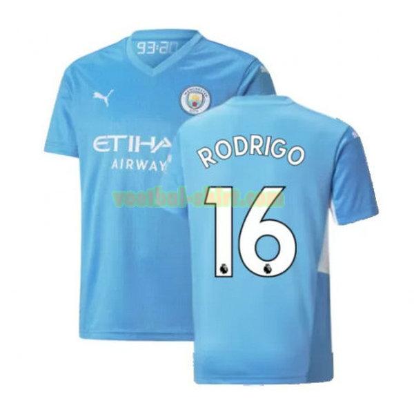 rodrigo 16 manchester city thuis shirt 2021 2022 blauw mannen