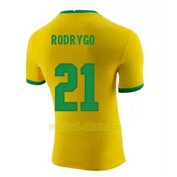 rodrygo 21 brazilië thuis shirt 2020-2021 geel mannen