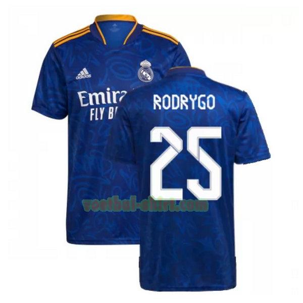 rodrygo 25 real madrid uit shirt 2021 2022 blauw mannen