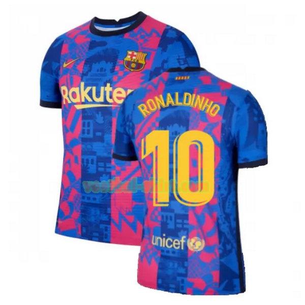 ronaldinho 10 barcelona 3e shirt 2021 2022 blauw rood mannen