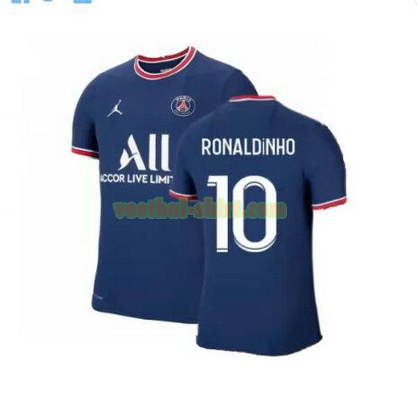 ronaldinho 10 paris saint germain thuis shirt 2021 2022 blauw mannen