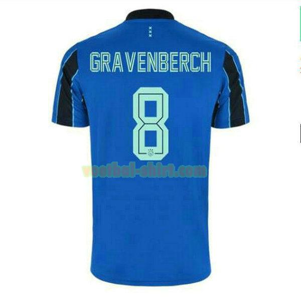 ryan gravenberch 8 ajax uit shirt 2021 2022 blauw mannen