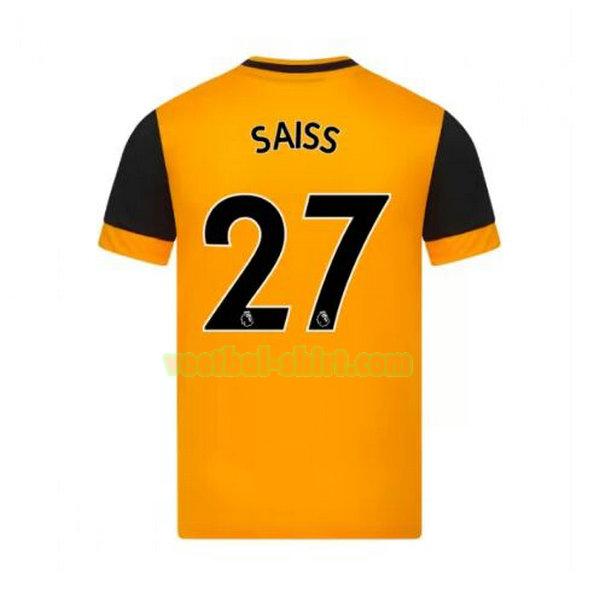 saiss 27 wolves thuis shirt 2020-2021 geel mannen