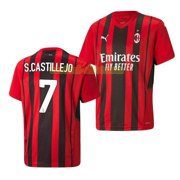 samu castillejo 7 ac milan thuis shirt 2021 2022 rood mannen