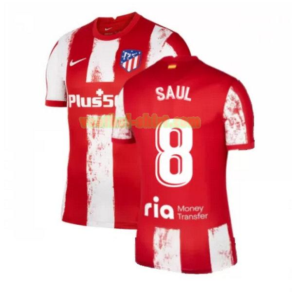 saul 8 atletico madrid thuis shirt 2021 2022 rood wit mannen