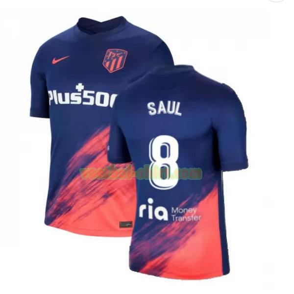 saul 8 atletico madrid uit shirt 2021 2022 blauw zwart mannen