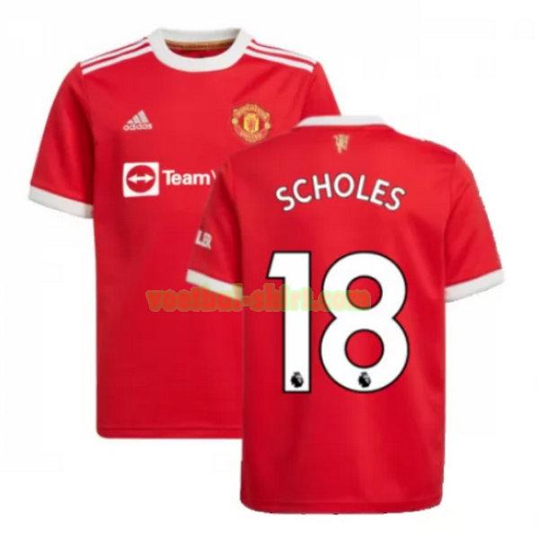 scholes 18 manchester united thuis shirt 2021 2022 rood mannen