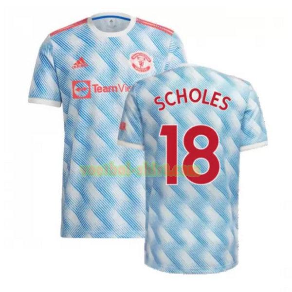 scholes 18 manchester united uit shirt 2021 2022 blauw mannen