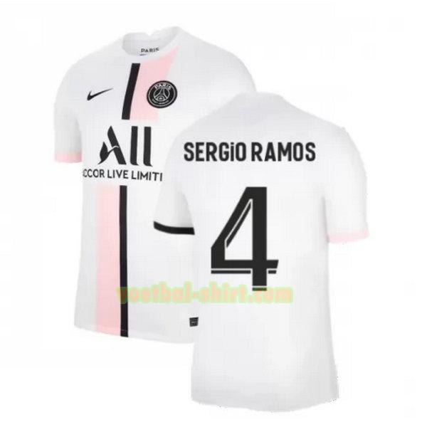 sergio ramos 4 paris saint germain uit shirt 2021 2022 wit mannen