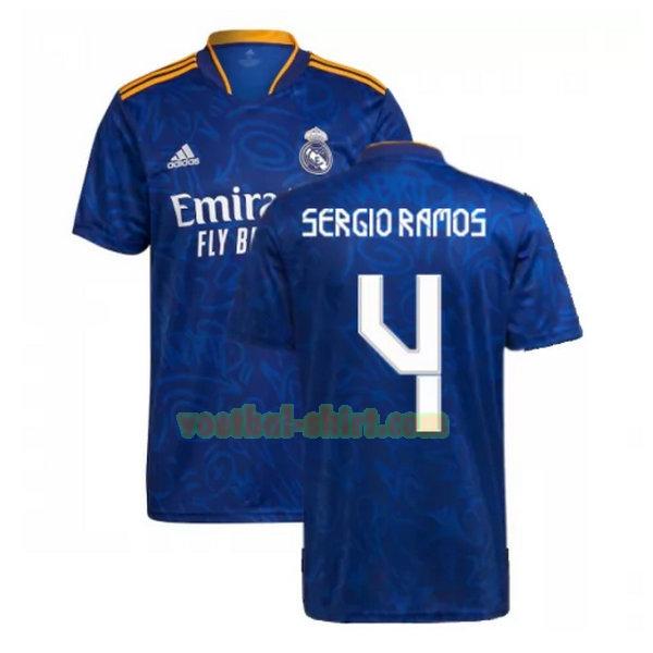 sergio ramos 4 real madrid uit shirt 2021 2022 blauw mannen