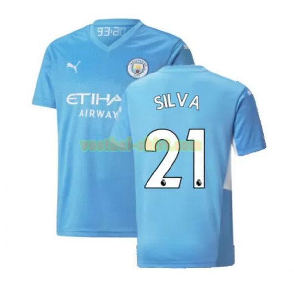 silva 21 manchester city thuis shirt 2021 2022 blauw mannen