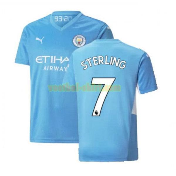 sterling 7 manchester city thuis shirt 2021 2022 blauw mannen