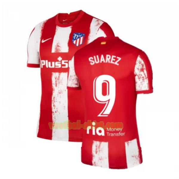 suarez 9 atletico madrid thuis shirt 2021 2022 rood wit mannen