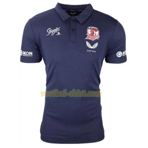 sydney roosters media polo shirt 2021 blauw mannen