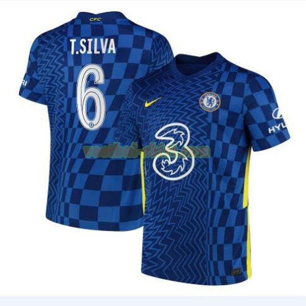 t. silva 6 chelsea thuis shirt 2021 2022 blauw mannen