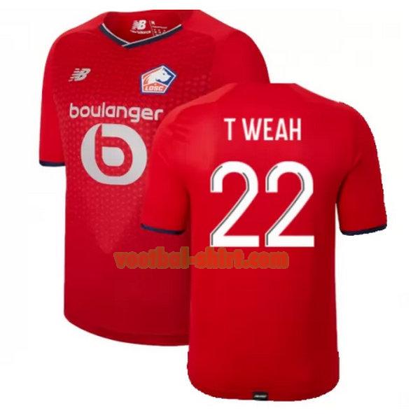 t weah 22 lille osc thuis shirt 2021 2022 rood mannen