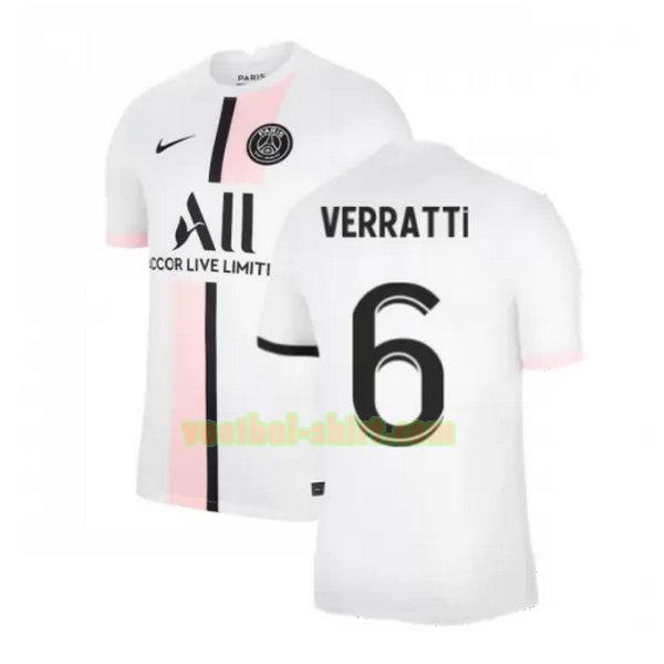 verratti 6 paris saint germain uit shirt 2021 2022 wit mannen