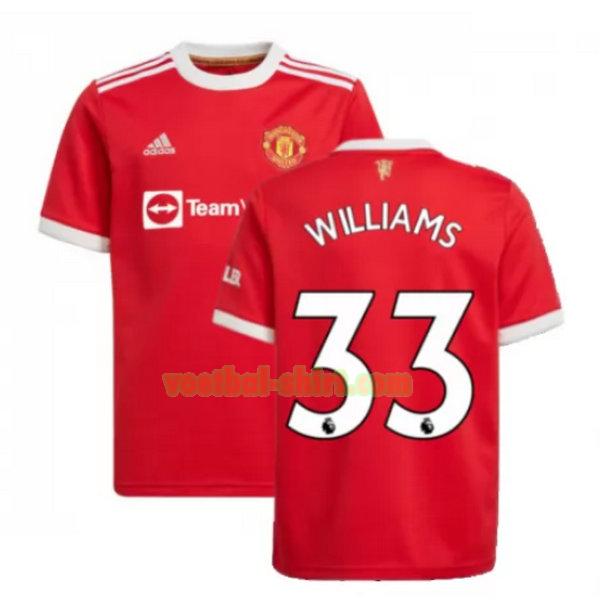 williams 33 manchester united thuis shirt 2021 2022 rood mannen
