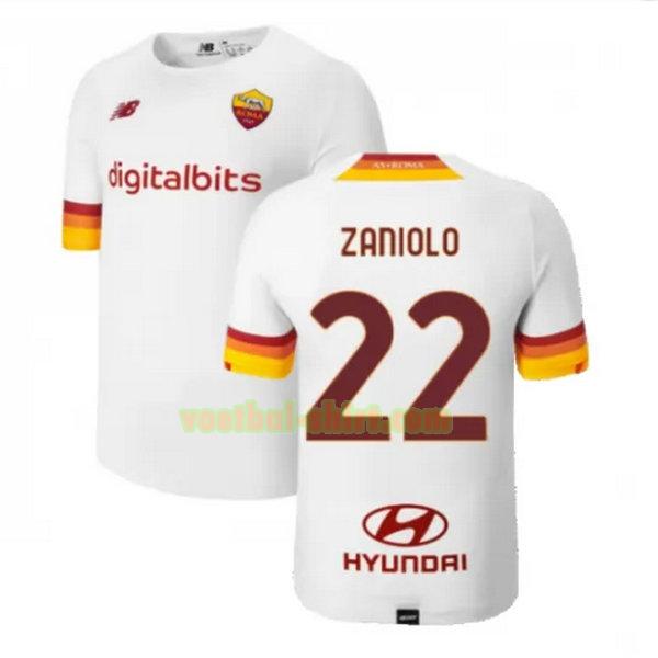 zaniolo 22 as roma uit shirt 2021 2022 wit mannen